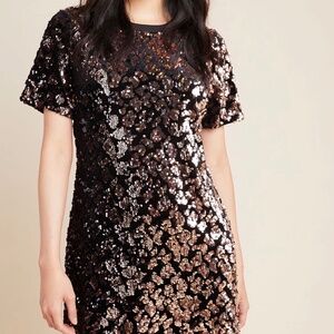 Anthropologie Andi Sequined Tee Dress Sz Medium